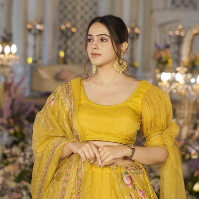 Sianni Yellow ORGANZA LEHENGA SET