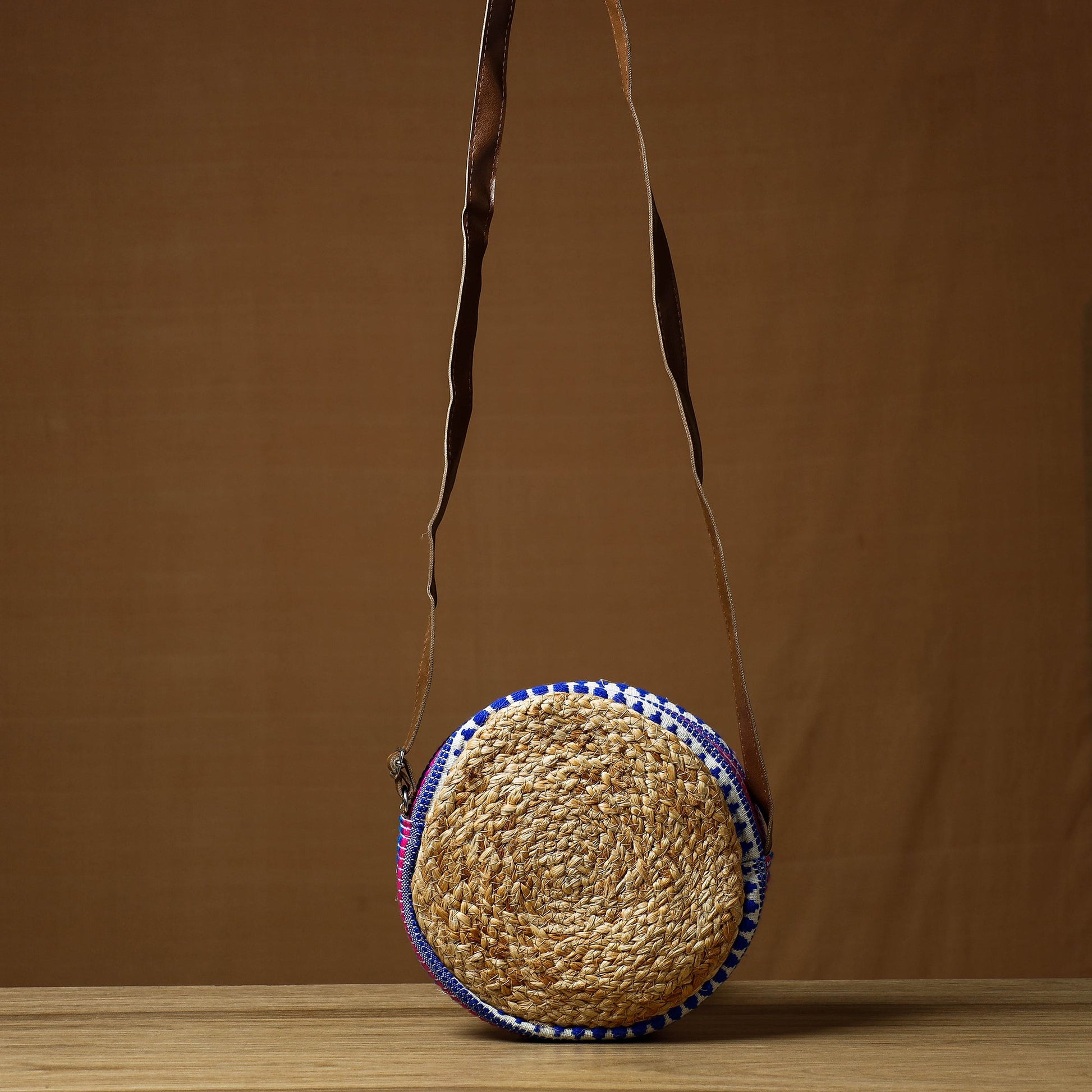 Brown - Handcrafted Multipurpose Jute Round Sling Bag