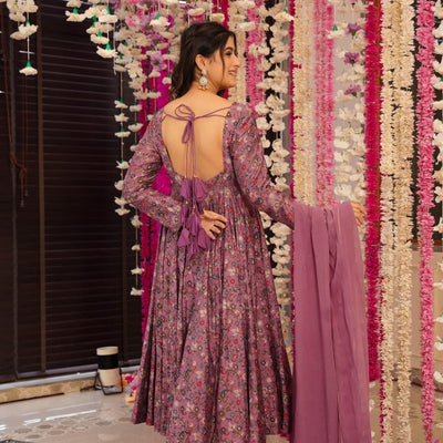 Joy purple muslin suit set