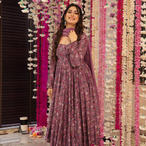 Joy purple muslin suit set