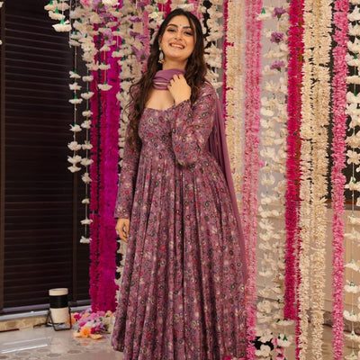 Joy purple muslin suit set