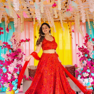 Bandhani grace chinon lehenga set