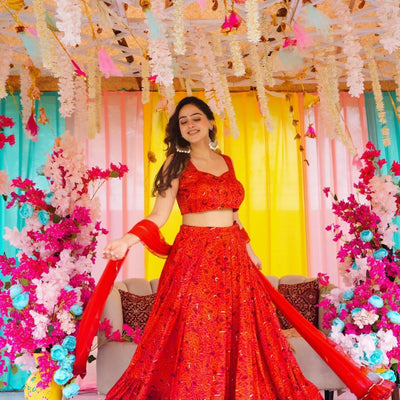 Bandhani grace chinon lehenga set