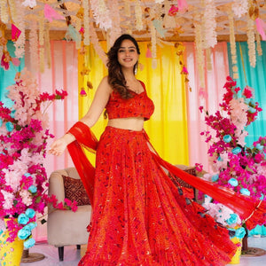 Bandhani grace chinon lehenga set
