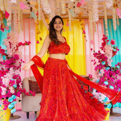 Bandhani grace chinon lehenga set