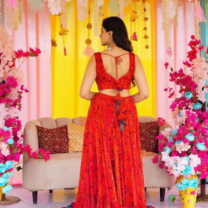 Bandhani grace chinon lehenga set
