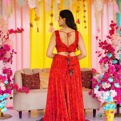 Bandhani grace chinon lehenga set
