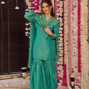Gulnar green sharara set