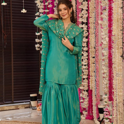Gulnar green sharara set