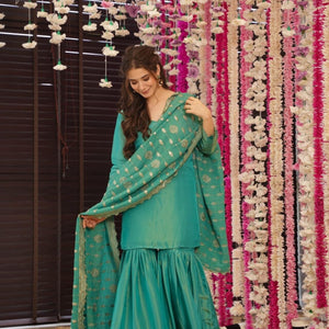 Gulnar green sharara set