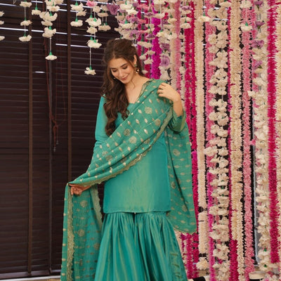 Gulnar green sharara set