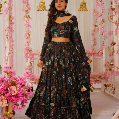 Farisha black lehenga set