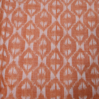 Orange White Symbolic Sambalpuri Ikat Cotton Fabric