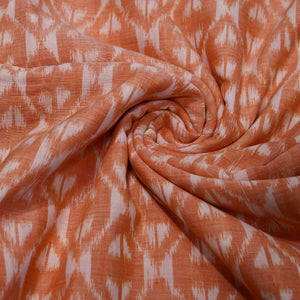 Orange White Symbolic Sambalpuri Ikat Cotton Fabric