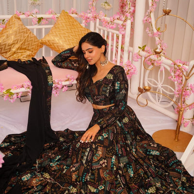 Farisha black lehenga set