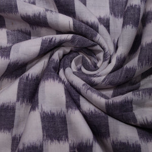 Black White Sambalpuri Ikat Cotton Fabric