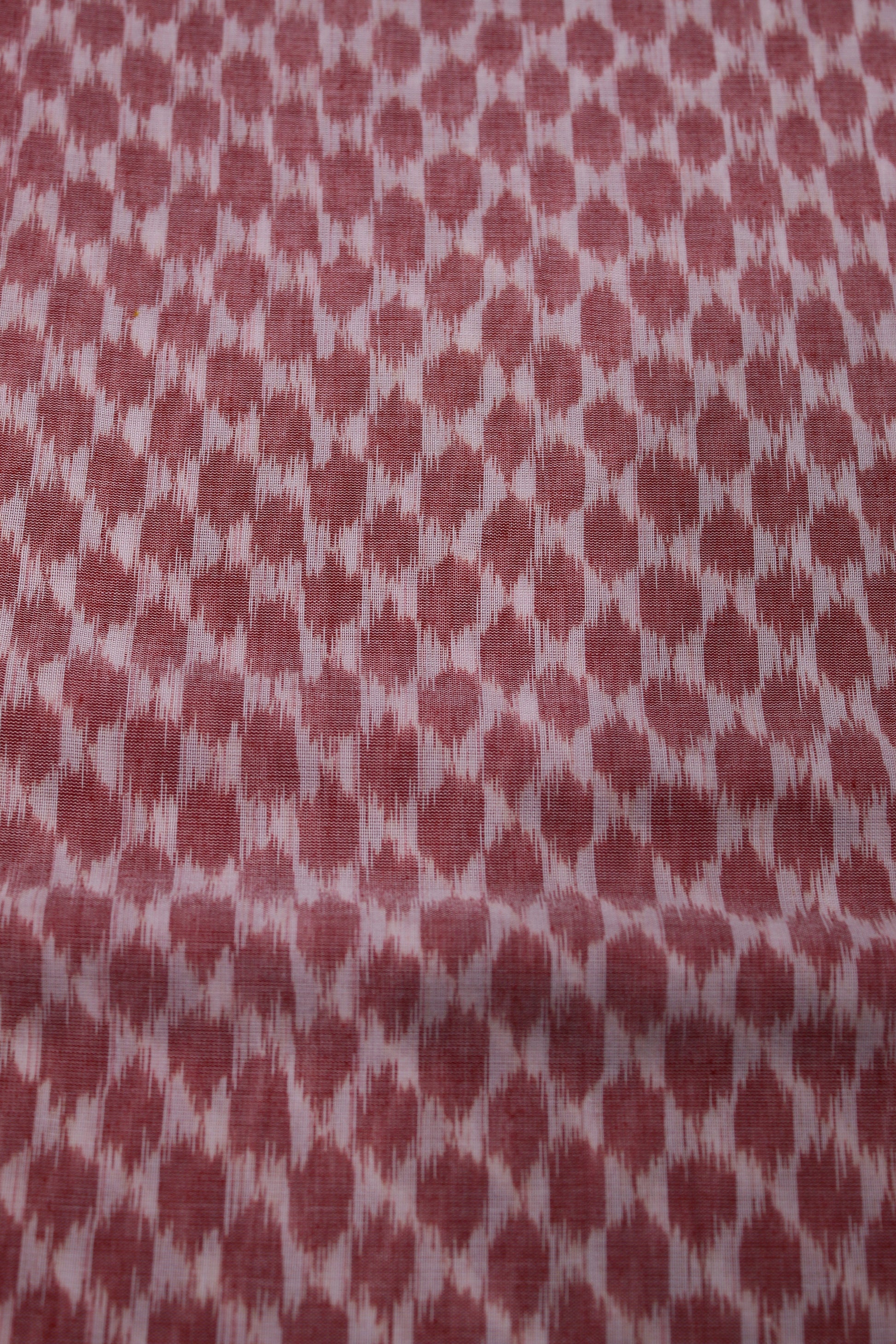 Red White Symbolic Sambalpuri Ikat Cotton Fabric