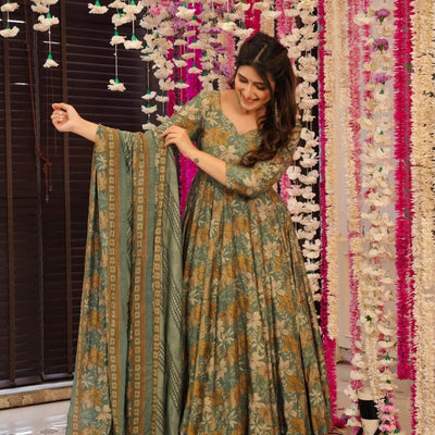 Orchid greenish muslin suit set