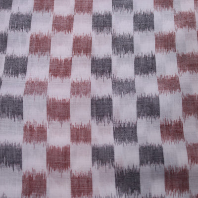White Red Tipa Design Sambalpuri Ikat Cotton Fabric