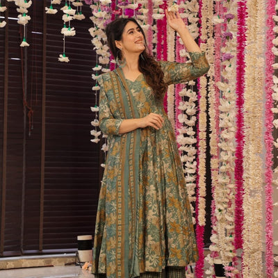 Orchid greenish muslin suit set