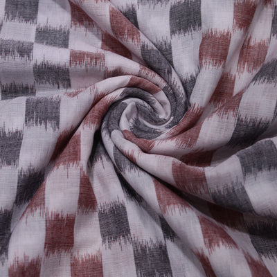 White Red Tipa Design Sambalpuri Ikat Cotton Fabric