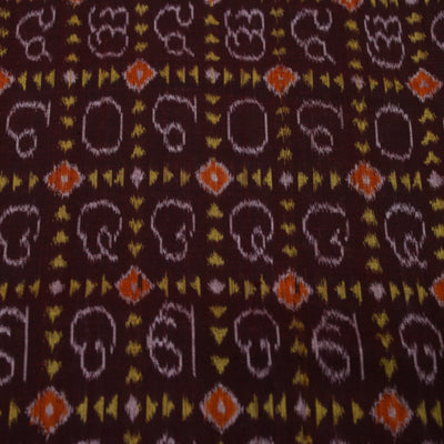 Coffe Odia Barnamala Sambalpuri Ikat Cotton Fabric