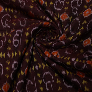 Coffe Odia Barnamala Sambalpuri Ikat Cotton Fabric