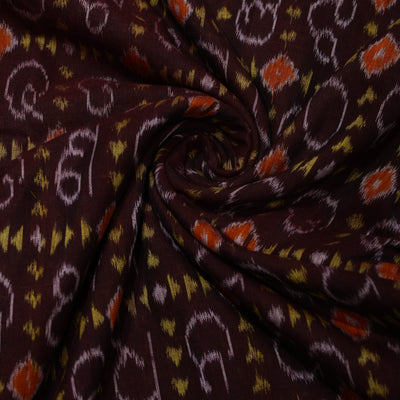 Coffe Odia Barnamala Sambalpuri Ikat Cotton Fabric