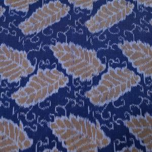 Sky Blue Leaf Design Sambalpuri Ikat Cotton Fabric