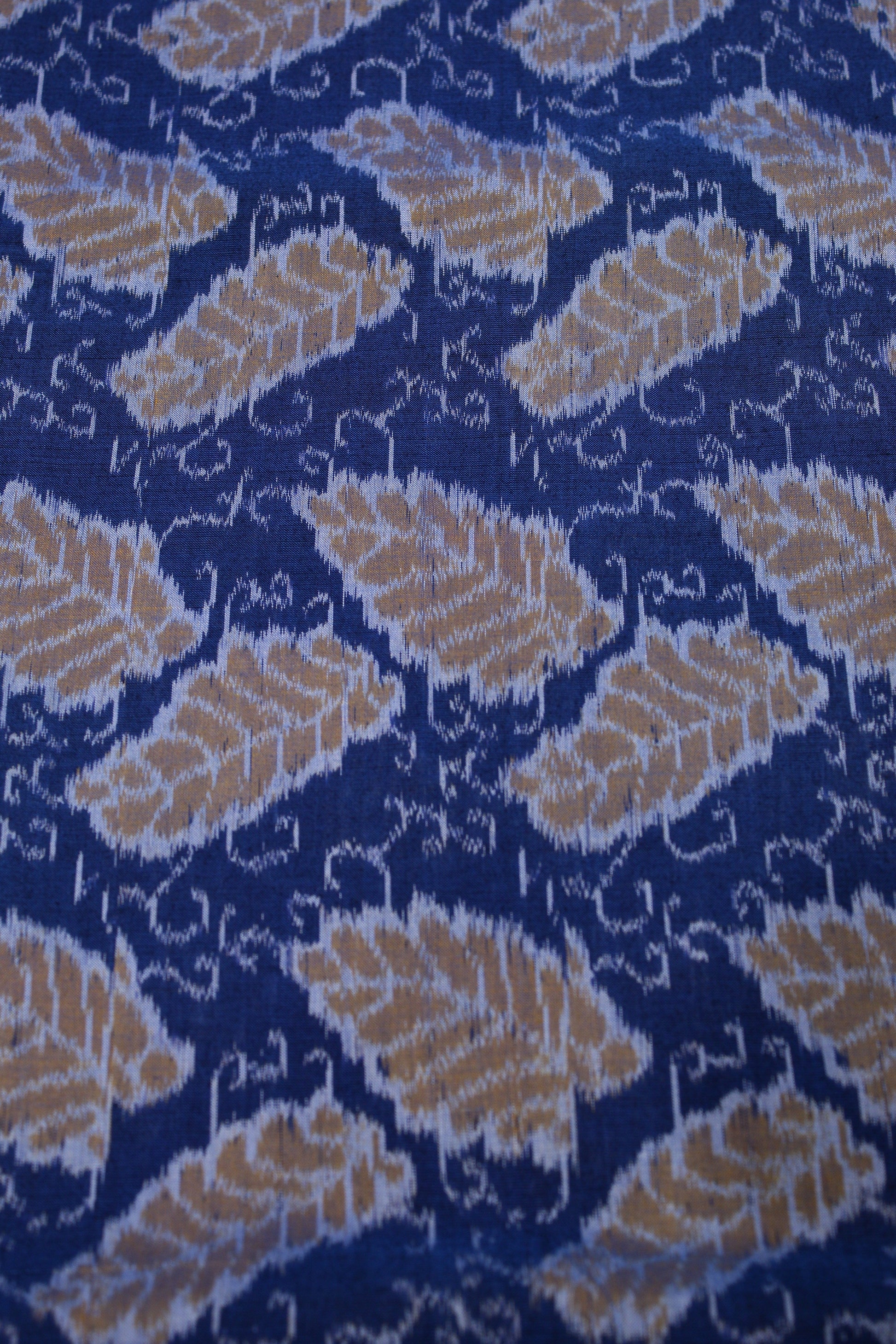 Sky Blue Leaf Design Sambalpuri Ikat Cotton Fabric