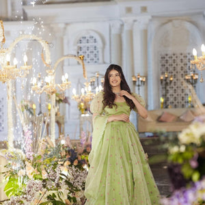 Azael green ORGANZA LEHENGA SET