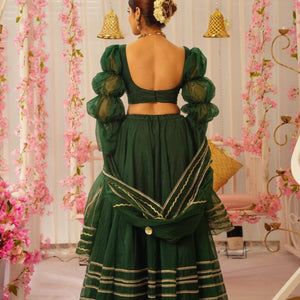 Royal green organza lehenga set