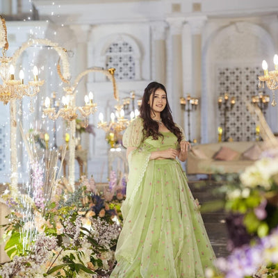 Azael green ORGANZA LEHENGA SET