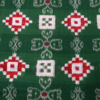 Green Pasapali Sambalpuri Ikat Cotton Fabric