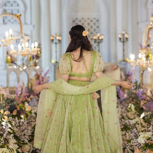 Azael green ORGANZA LEHENGA SET