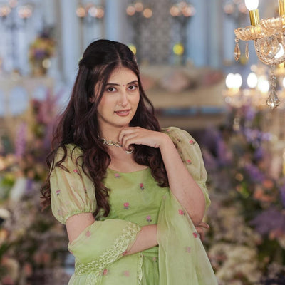 Azael green ORGANZA LEHENGA SET