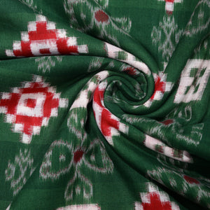 Green Pasapali Sambalpuri Ikat Cotton Fabric