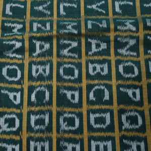 Green English Alphabet Sambalpuri Ikat Cotton Fabric