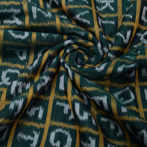 Green English Alphabet Sambalpuri Ikat Cotton Fabric