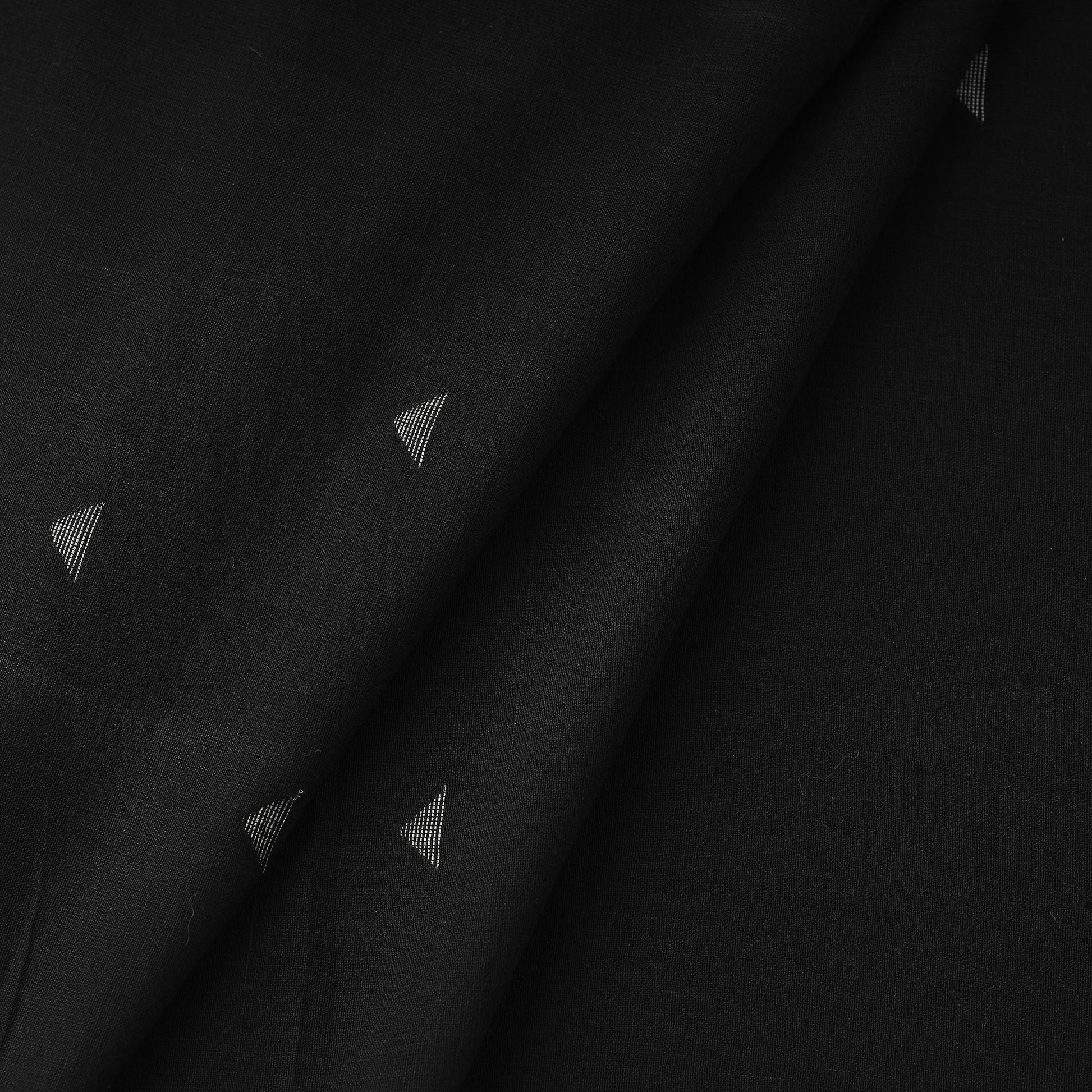 Black - Phulia Jamdani Buti Handloom Pure Cotton Fabric