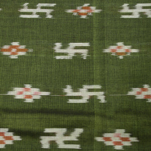 Green Pasapali Swastik Sambalpuri Ikat Cotton Fabric