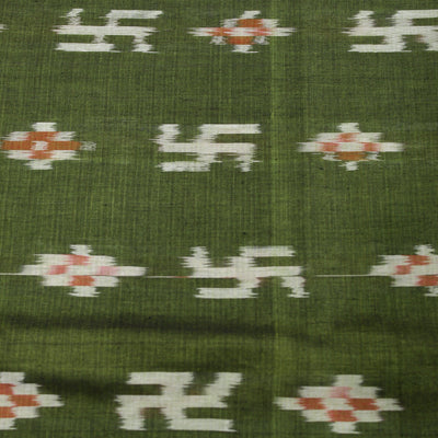 Green Pasapali Swastik Sambalpuri Ikat Cotton Fabric