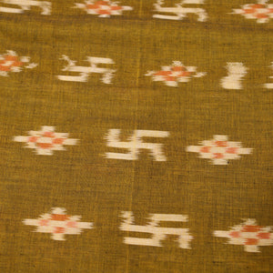Yellow Pasapali Swastik Sambalpuri Ikat Cotton Fabric
