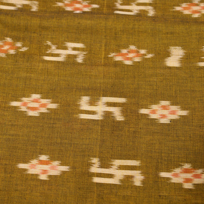 Yellow Pasapali Swastik Sambalpuri Ikat Cotton Fabric