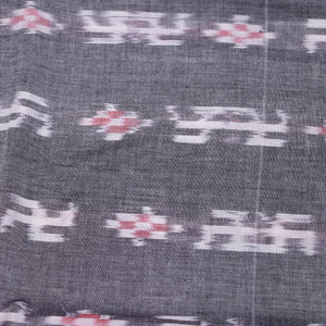 Light Grey Pasapali Swastik Sambalpuri Ikat Cotton Fabric