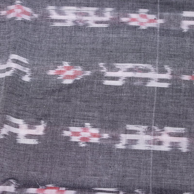 Light Grey Pasapali Swastik Sambalpuri Ikat Cotton Fabric
