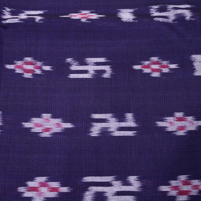 Blue Pasapali Swastik Sambalpuri Ikat Cotton Fabric