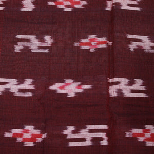 Maroon Pasapali Swastik Sambalpuri Ikat Cotton Fabric