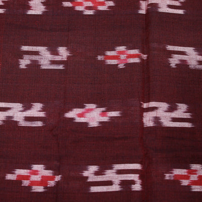Maroon Pasapali Swastik Sambalpuri Ikat Cotton Fabric