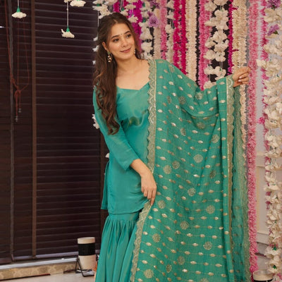 Gulnar green sharara set
